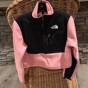 The North Face Pink and Black Cropped Denali Fleece